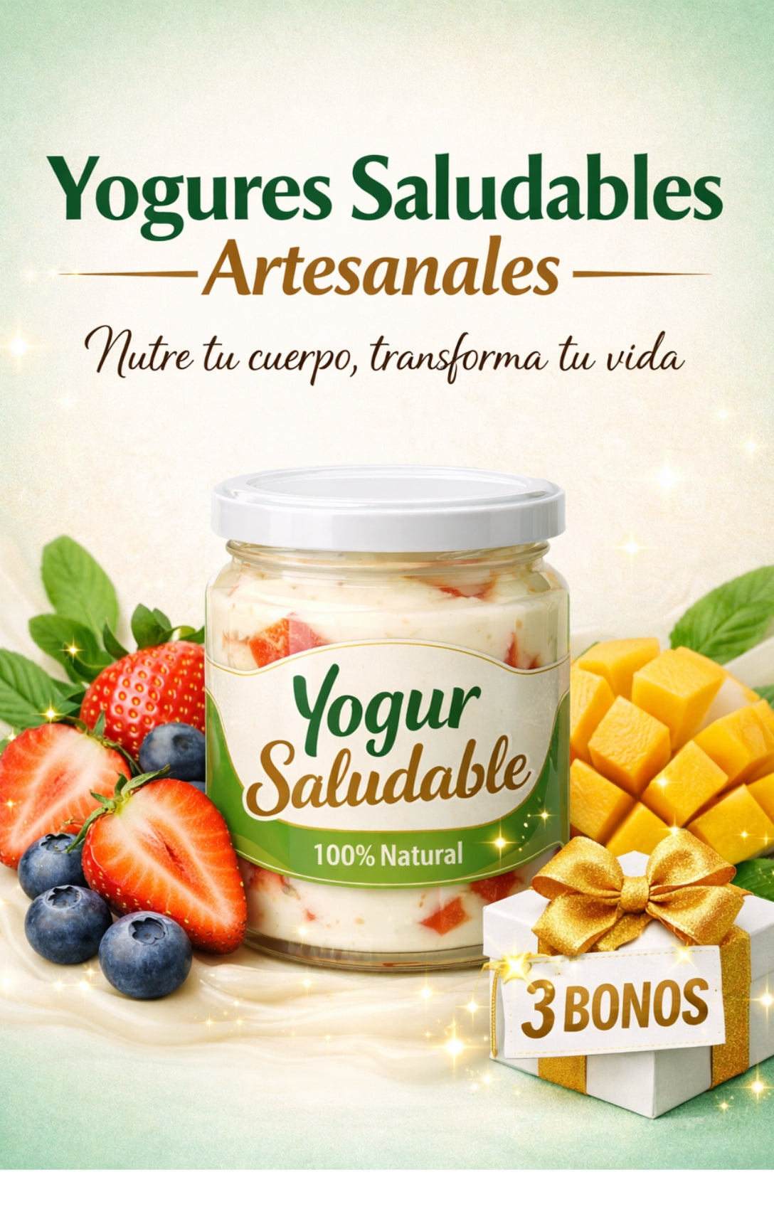 Yogures Saludables Irresistibles Listos en Minutos+ 3 bonos saludables para tus antojos